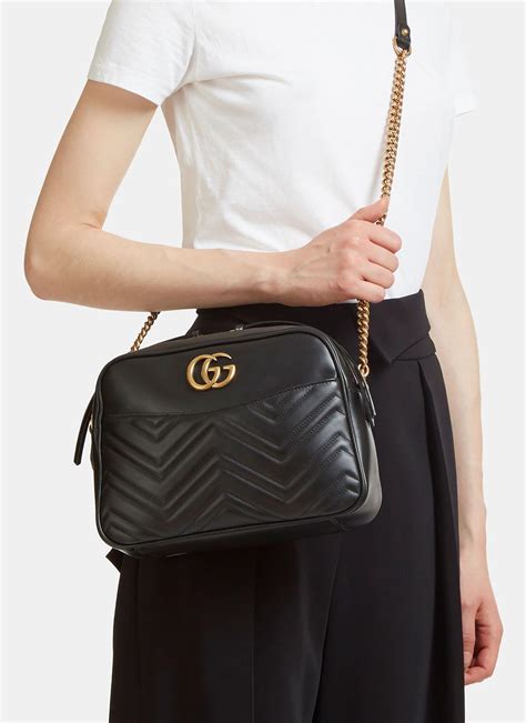 black gucci quilted bag|gucci marmont matelassé shoulder bag.